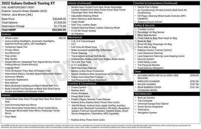 2022 Subaru Outback Touring XT CVT