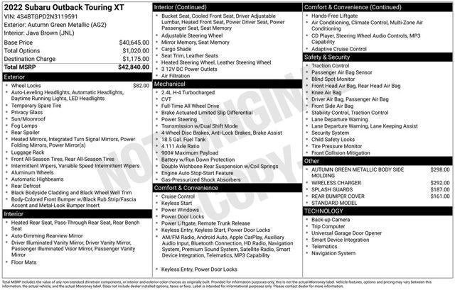 2022 Subaru Outback Touring XT CVT