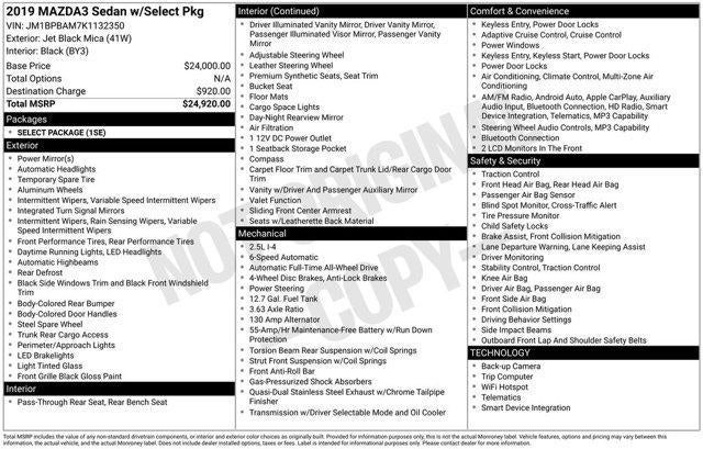 2019 Mazda Mazda3 Sedan AWD w/Select Pkg