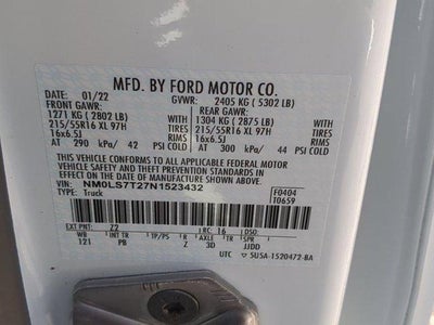 2022 Ford Transit Connect Van XLT LWB w/Rear Symmetrical Doors