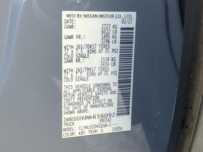 2022 Nissan Frontier Crew Cab 4x4 PRO-4X Auto